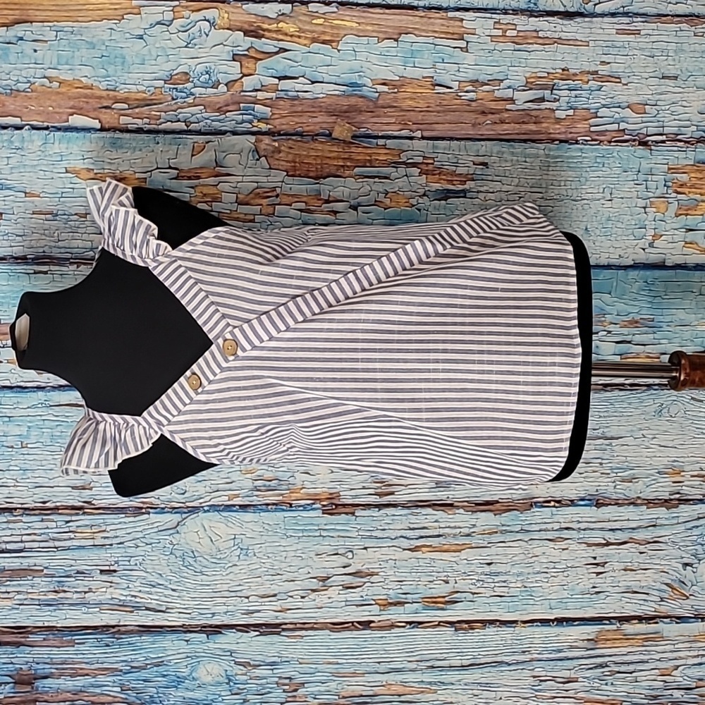 Shein Striped Ruffle Trim Blouse